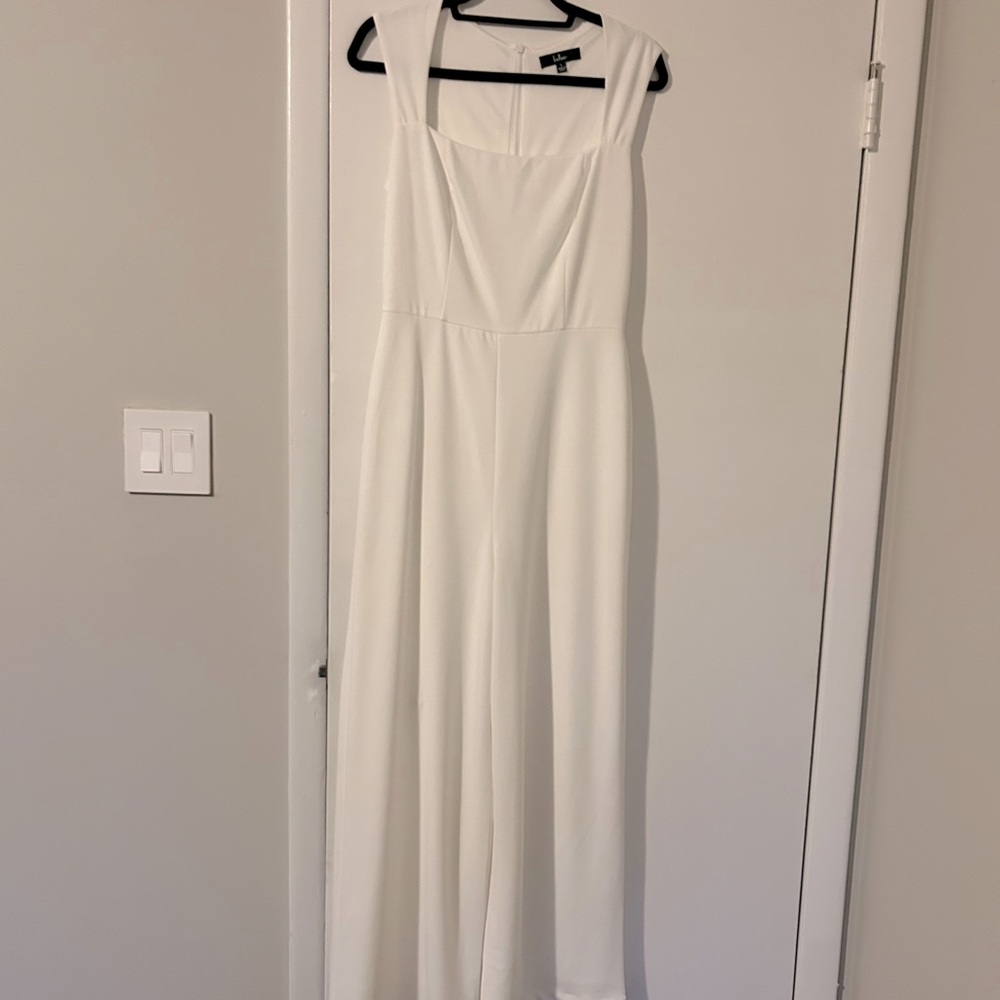 White jumpsuit from Lulu’s, size large.